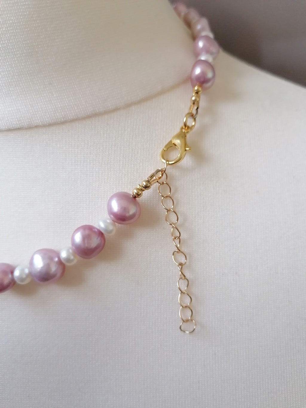Lavender & White Baroque Pearl Necklace