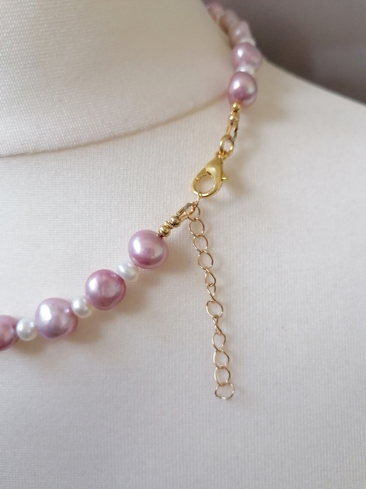Lavender & White Baroque Pearl Necklace