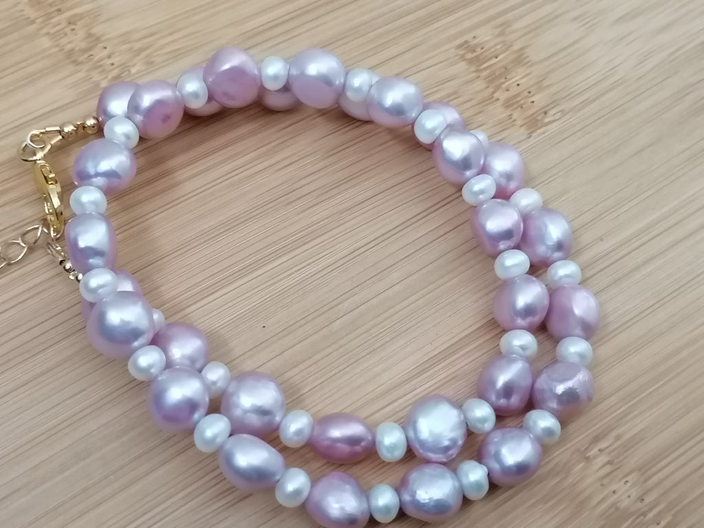 Lavender & White Baroque Pearl Necklace