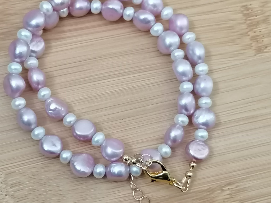 Lavender & White Baroque Pearl Necklace