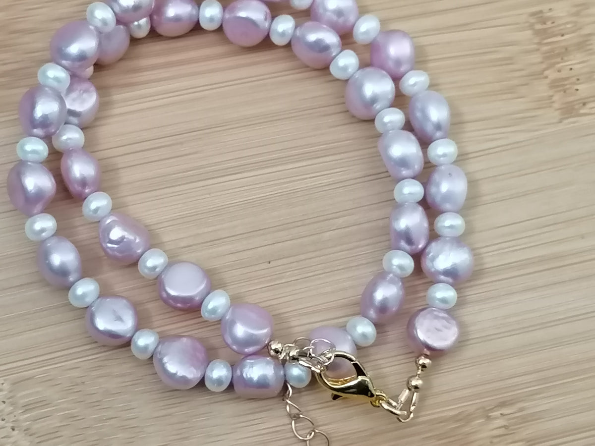 Lavender & White Baroque Pearl Necklace