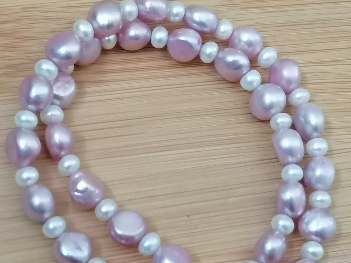 Lavender & White Baroque Pearl Necklace