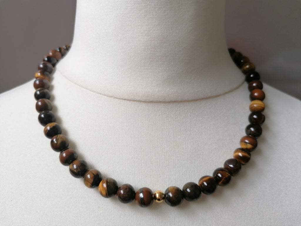Tiger Eye Gemstone Beaded Necklace