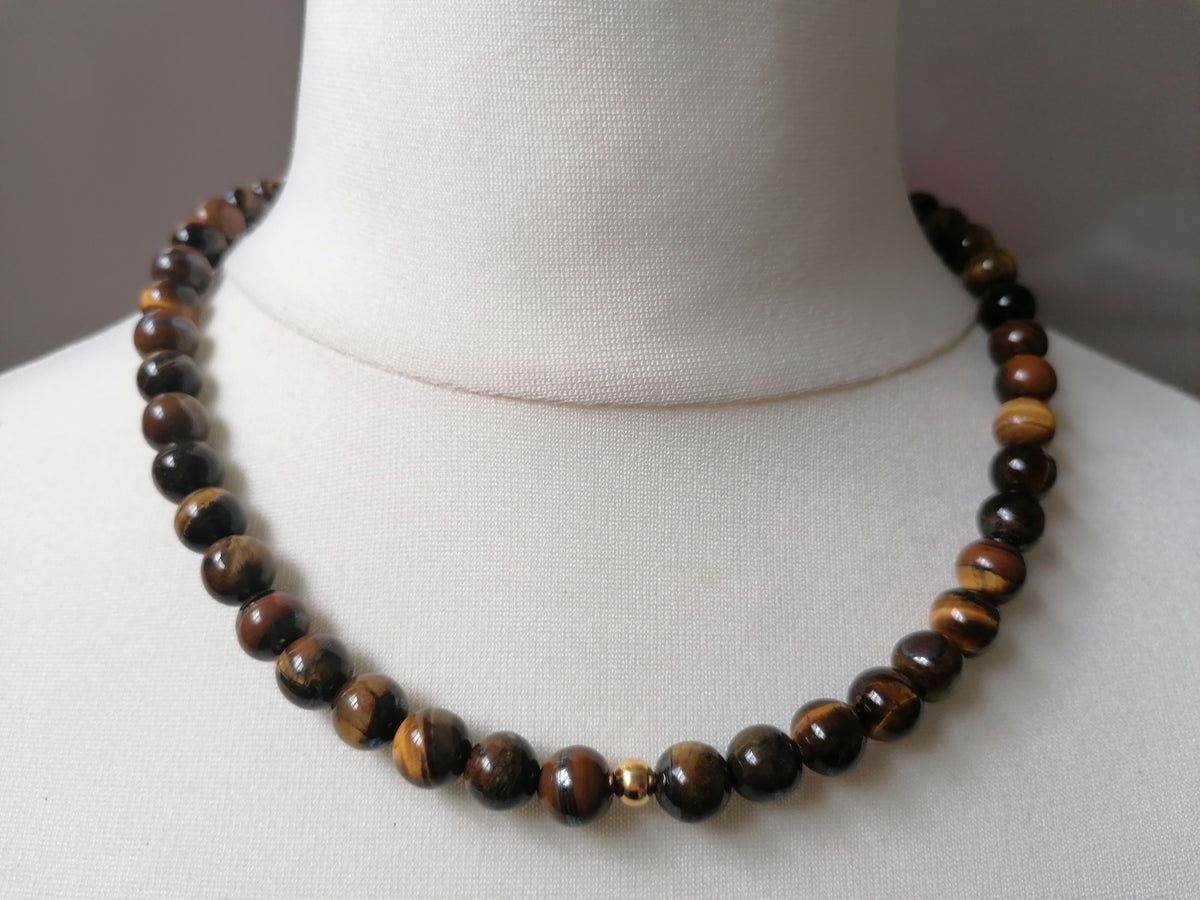 Tiger Eye Gemstone Beaded Necklace