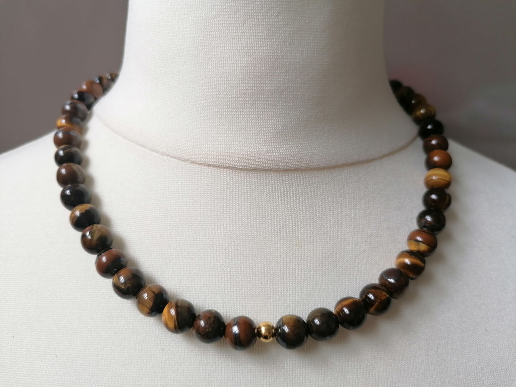 Tiger Eye Gemstone Beaded Necklace