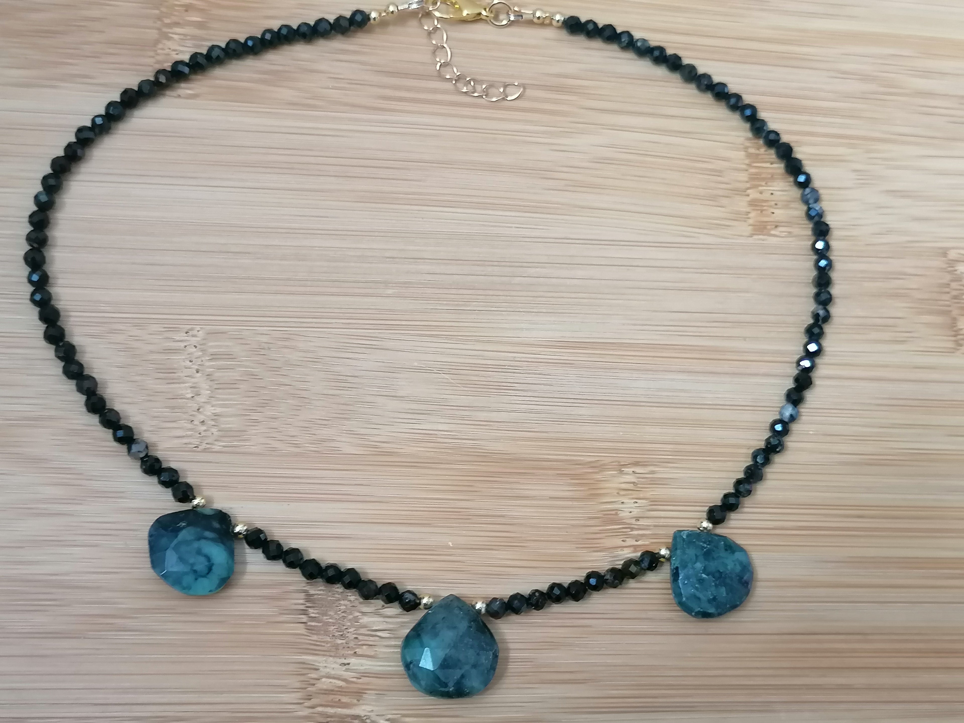 Black Tourmaline & Zambian Emerald Gemstone Necklace