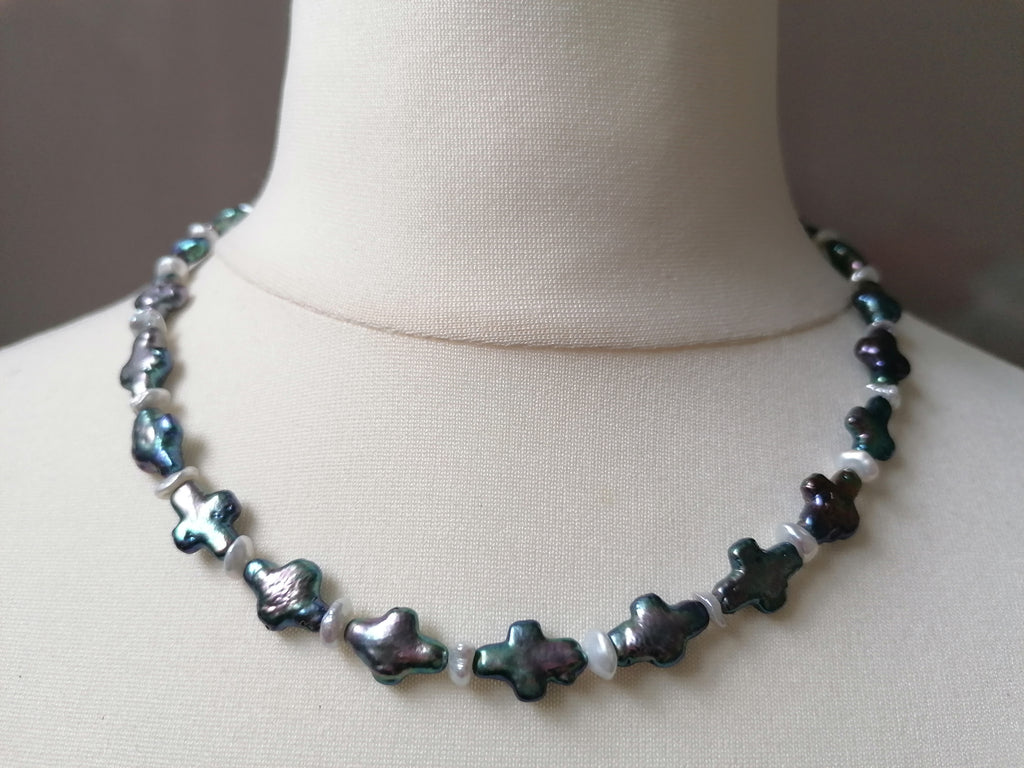 Cultured Freshwater Cross Pearl & Keshi Pearl Necklace