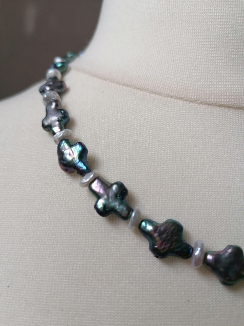 Cultured Freshwater Cross Pearl & Keshi Pearl Necklace