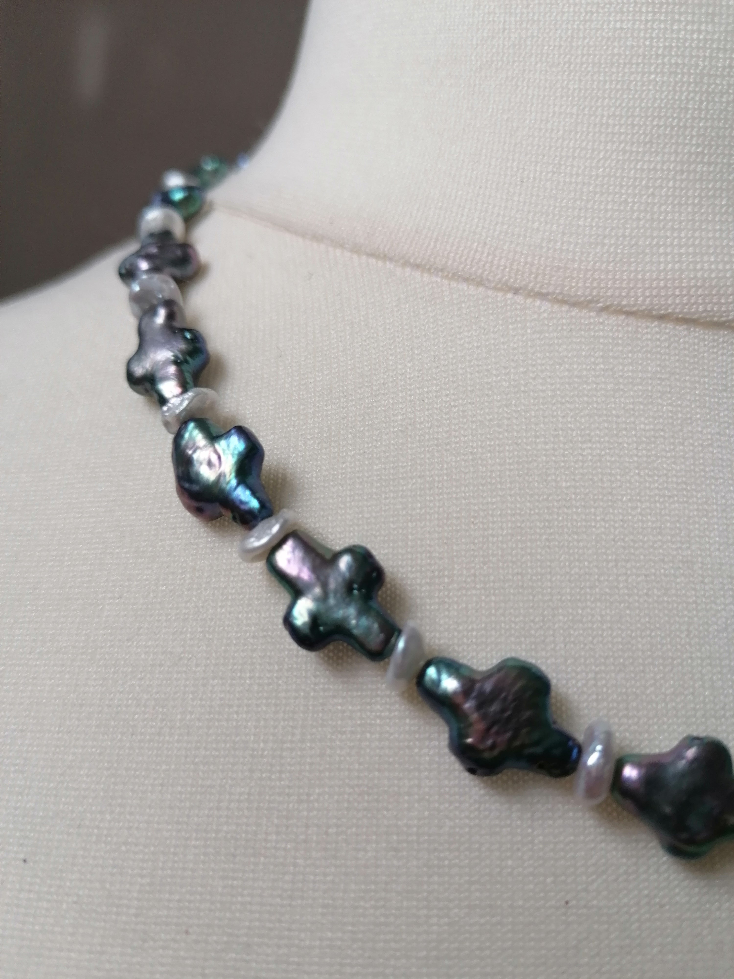 Cultured Freshwater Cross Pearl & Keshi Pearl Necklace
