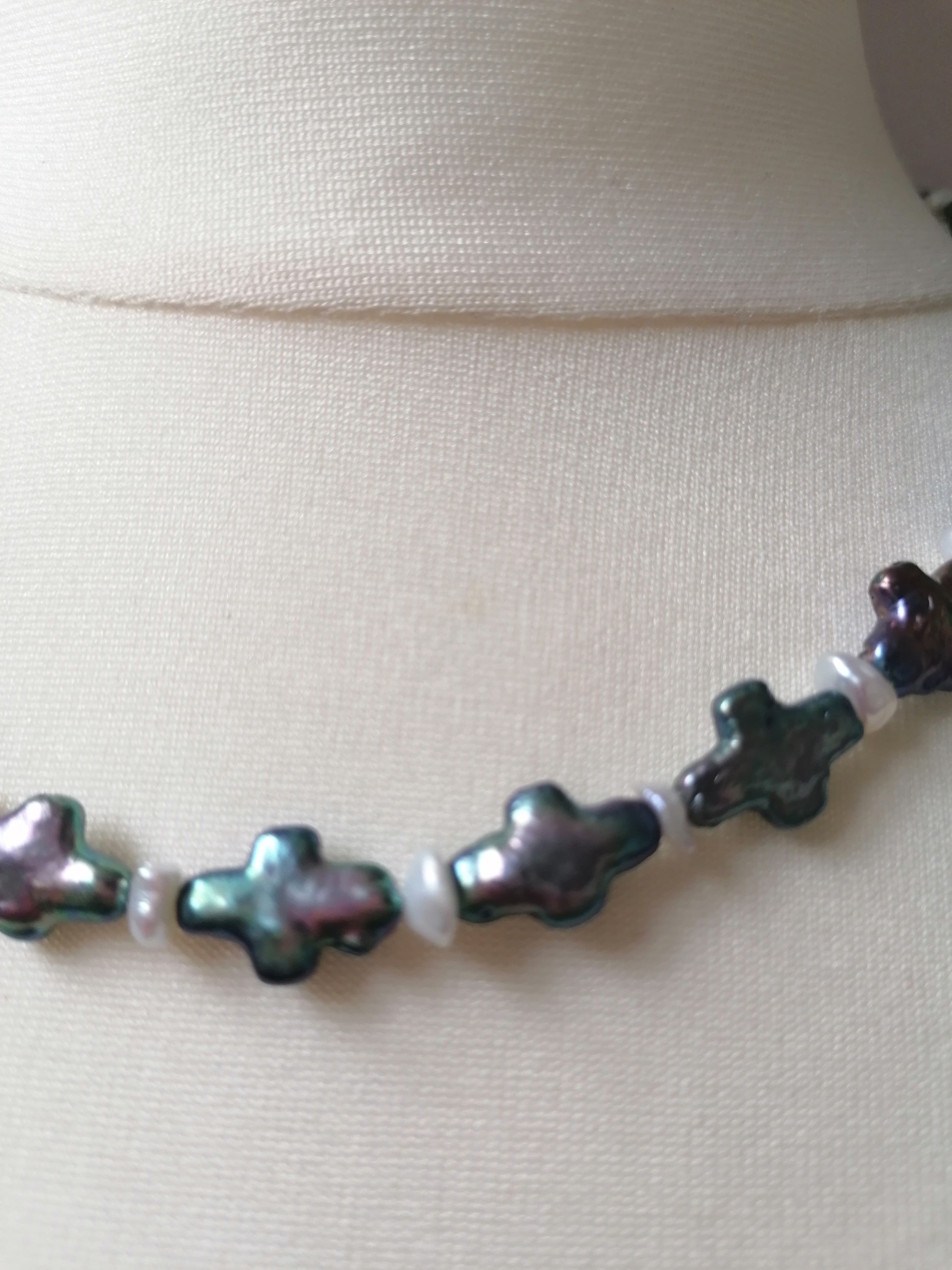 Cultured Freshwater Cross Pearl & Keshi Pearl Necklace