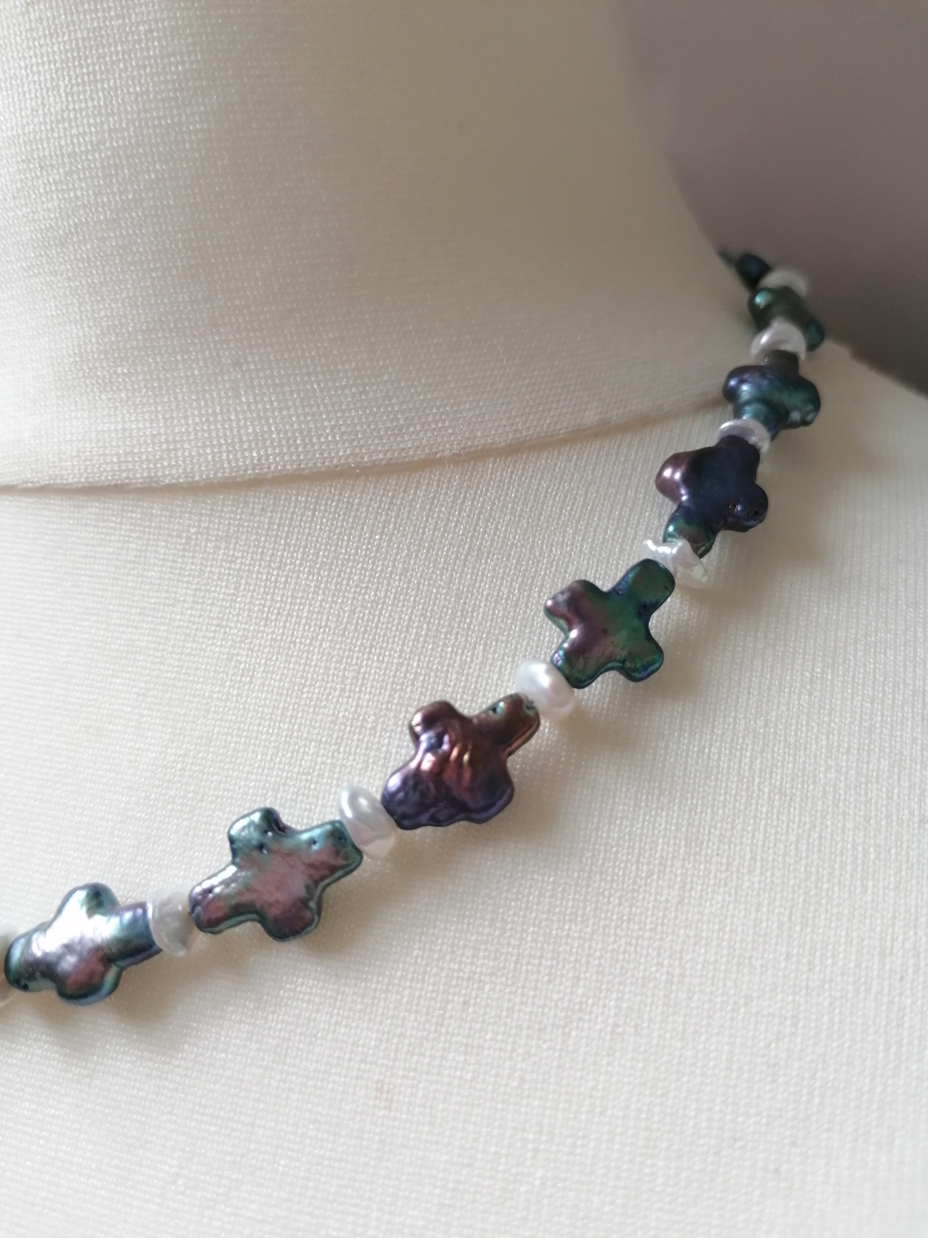 Cultured Freshwater Cross Pearl & Keshi Pearl Necklace