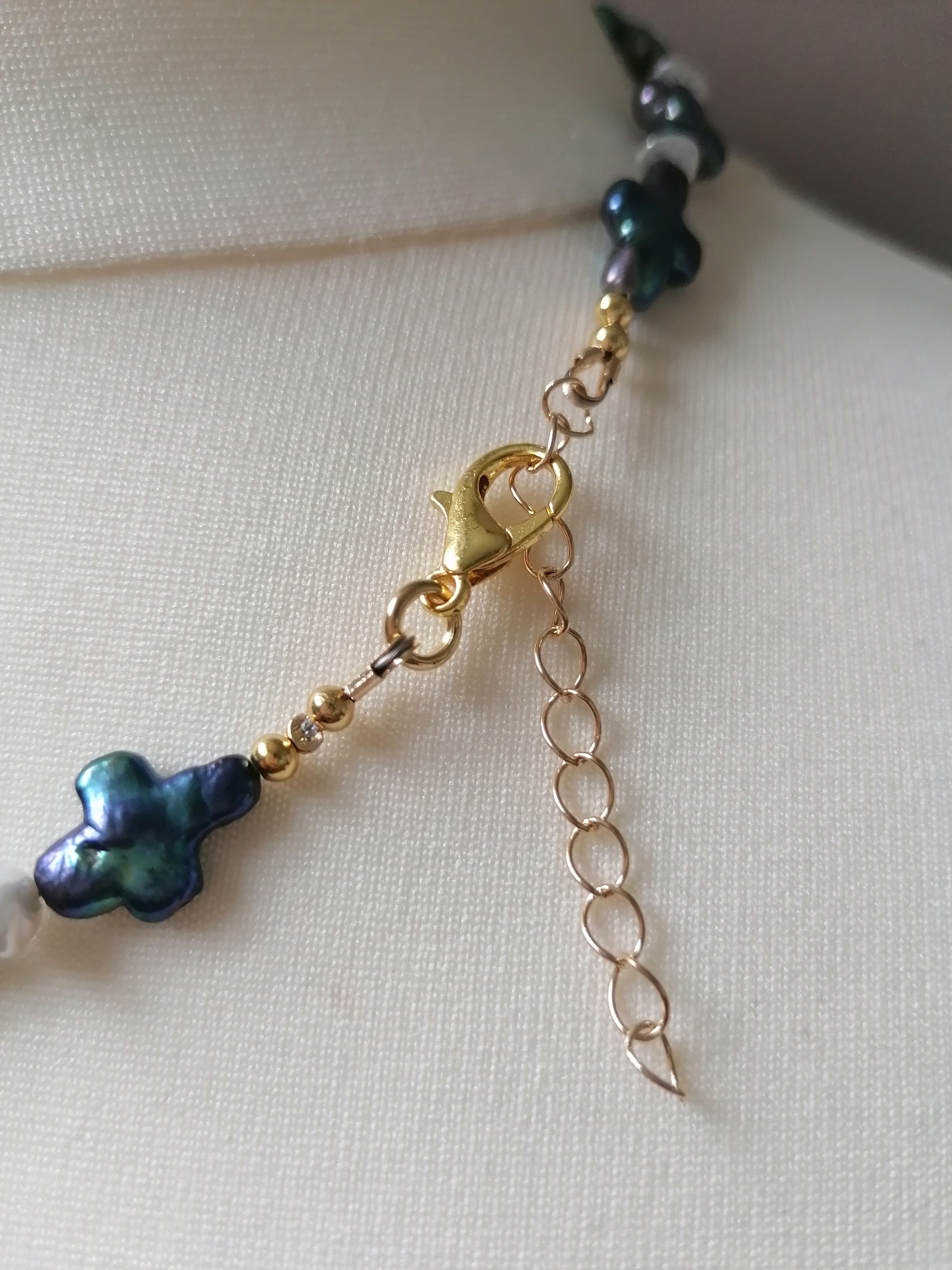 Cultured Freshwater Cross Pearl & Keshi Pearl Necklace