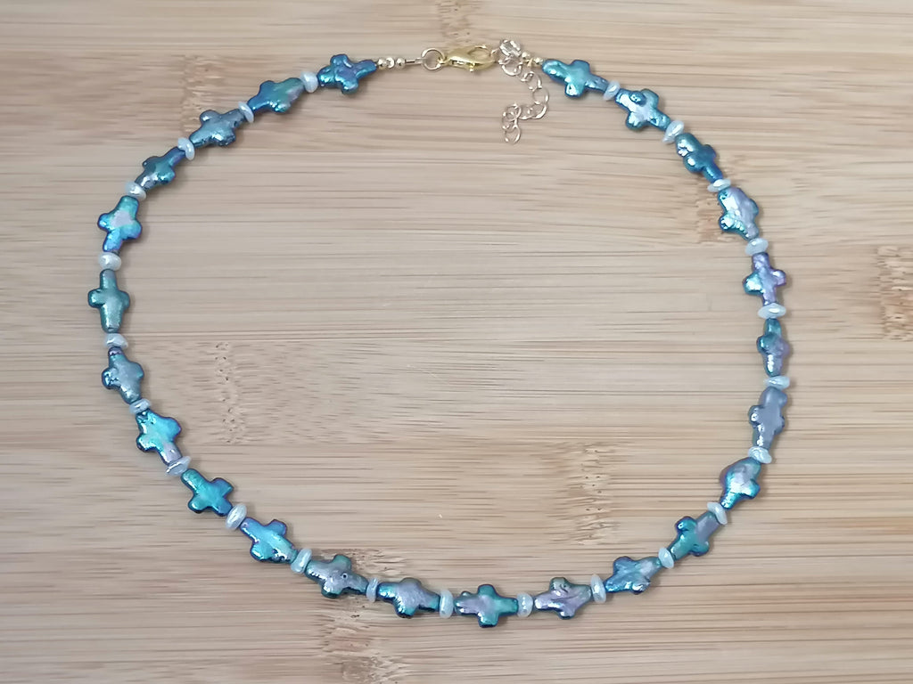 Cultured Freshwater Cross Pearl & Keshi Pearl Necklace