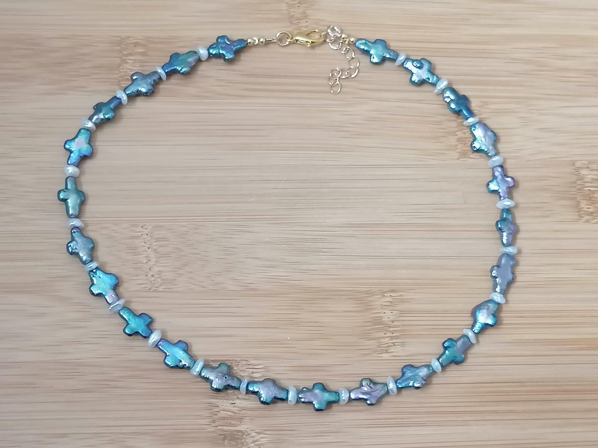 Cultured Freshwater Cross Pearl & Keshi Pearl Necklace