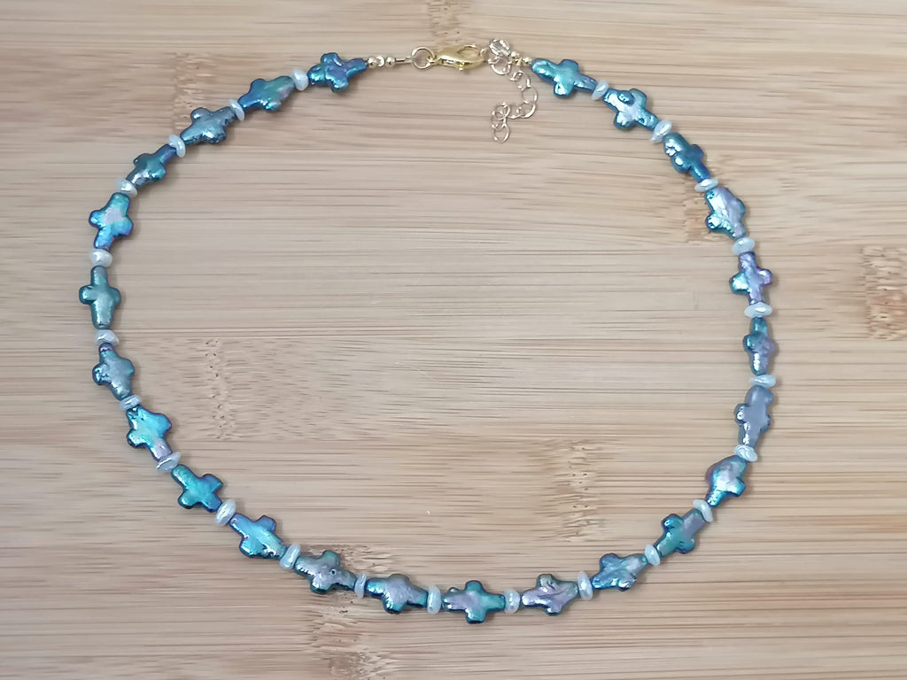 Cultured Freshwater Cross Pearl & Keshi Pearl Necklace