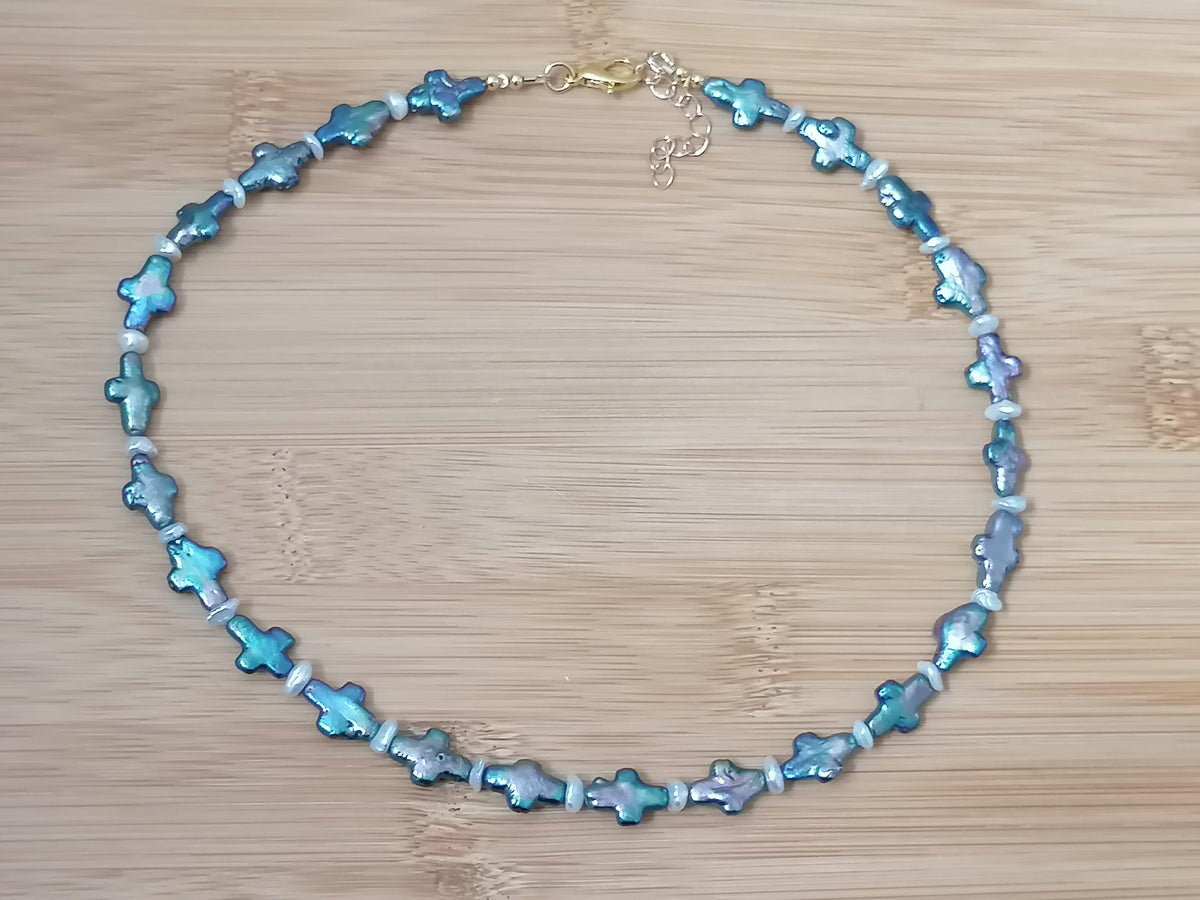 Cultured Freshwater Cross Pearl & Keshi Pearl Necklace