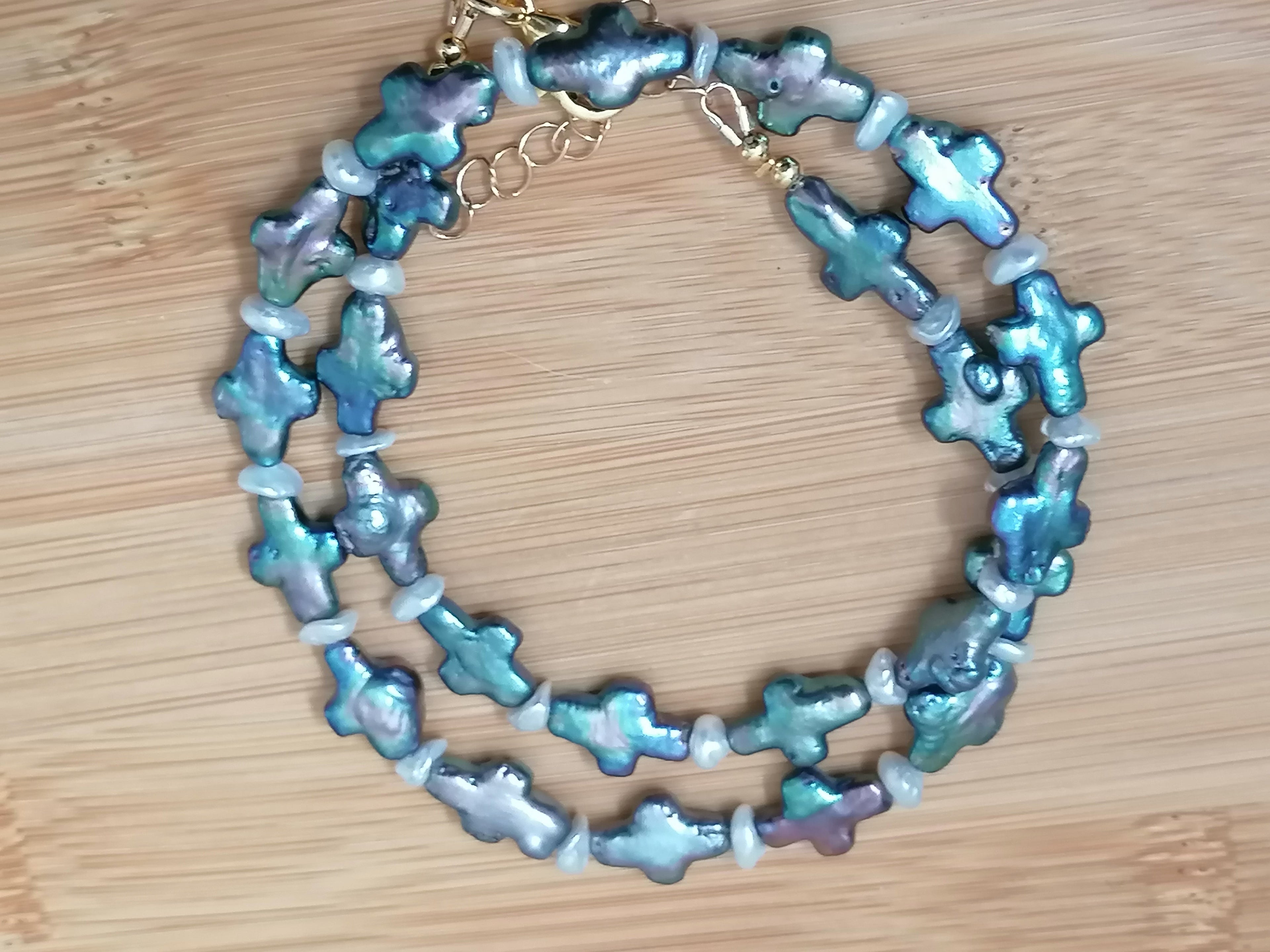 Cultured Freshwater Cross Pearl & Keshi Pearl Necklace