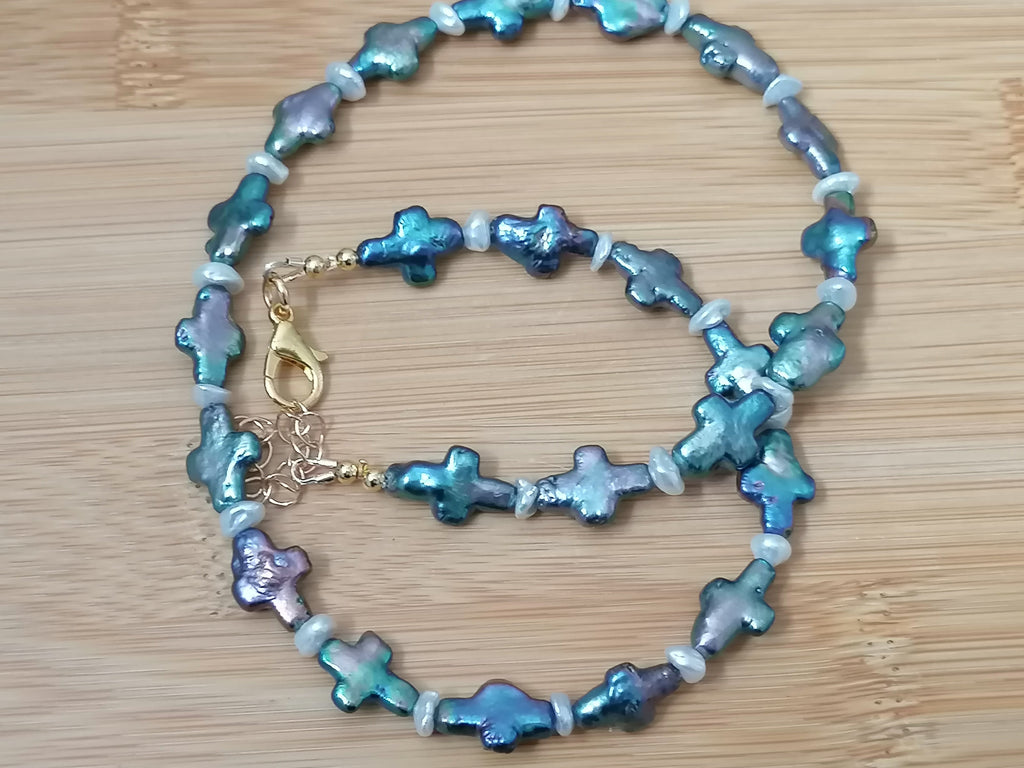 Cultured Freshwater Cross Pearl & Keshi Pearl Necklace