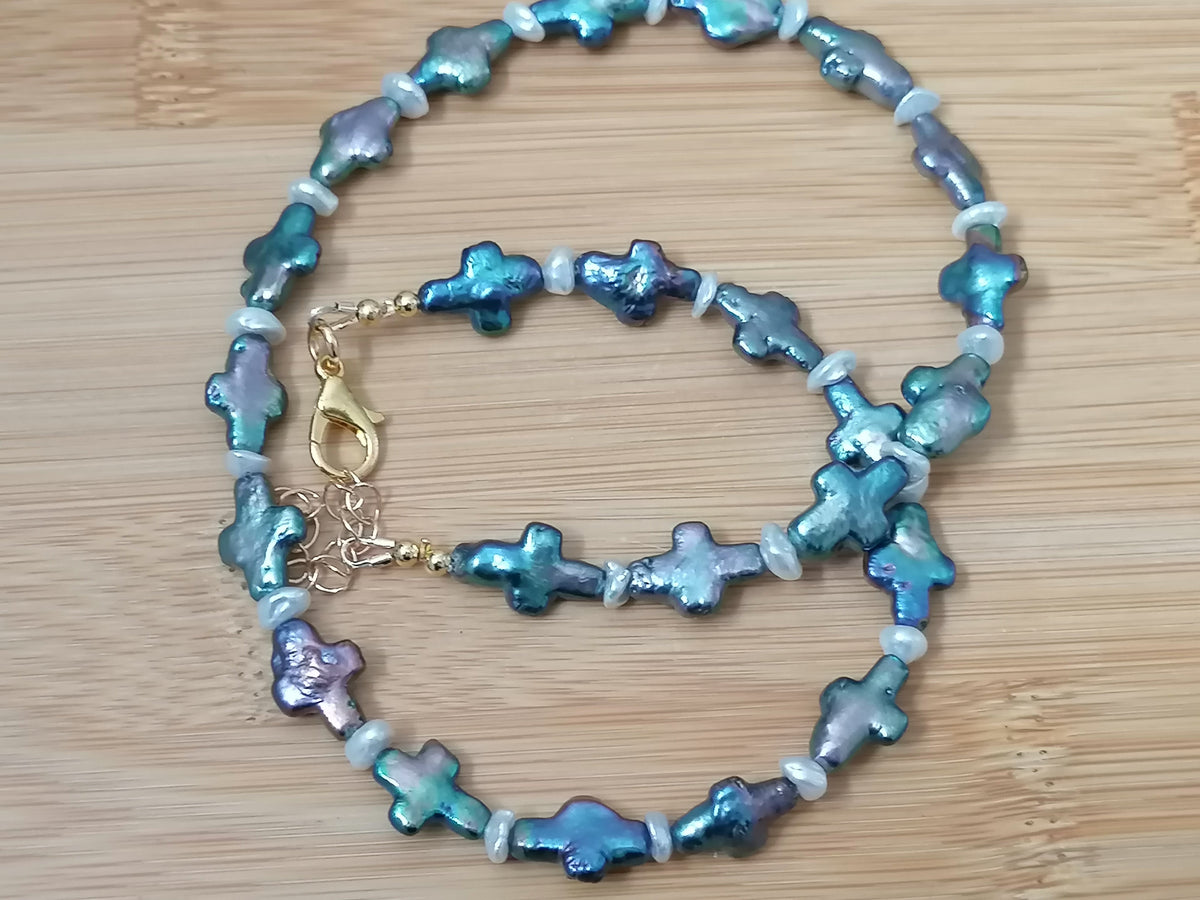 Cultured Freshwater Cross Pearl & Keshi Pearl Necklace