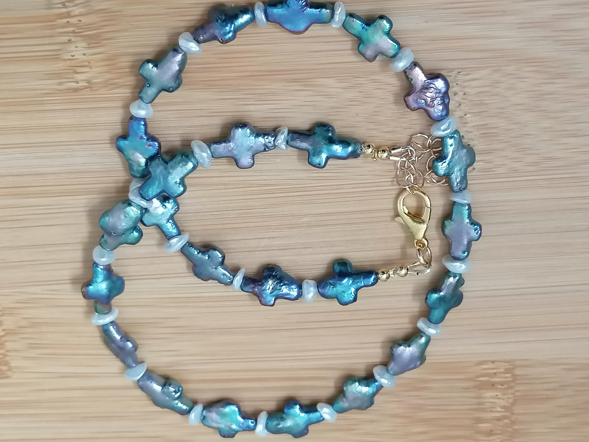 Cultured Freshwater Cross Pearl & Keshi Pearl Necklace