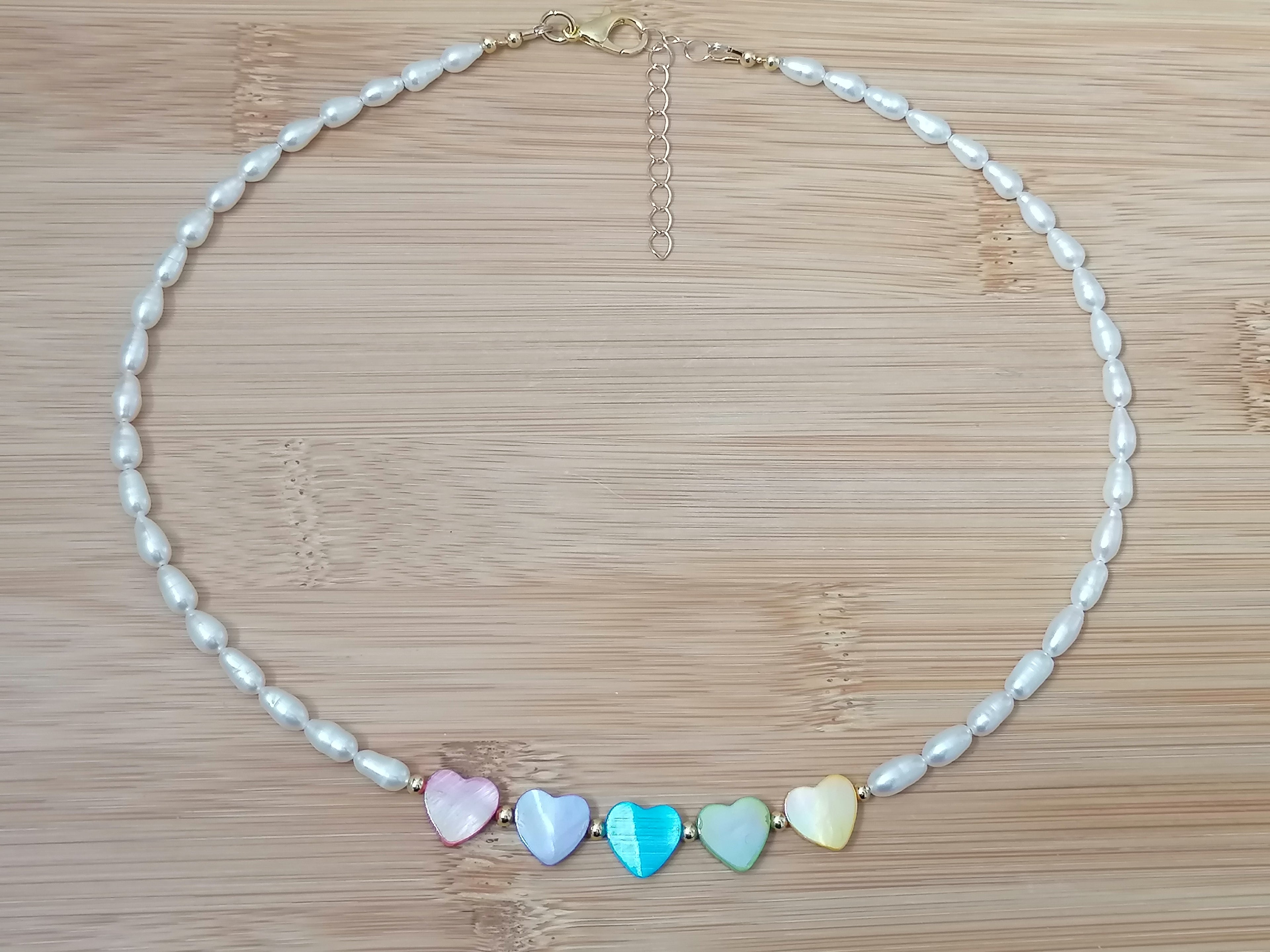 Cultured Freshwater Pearl & Mother of Pearl Heart Necklace