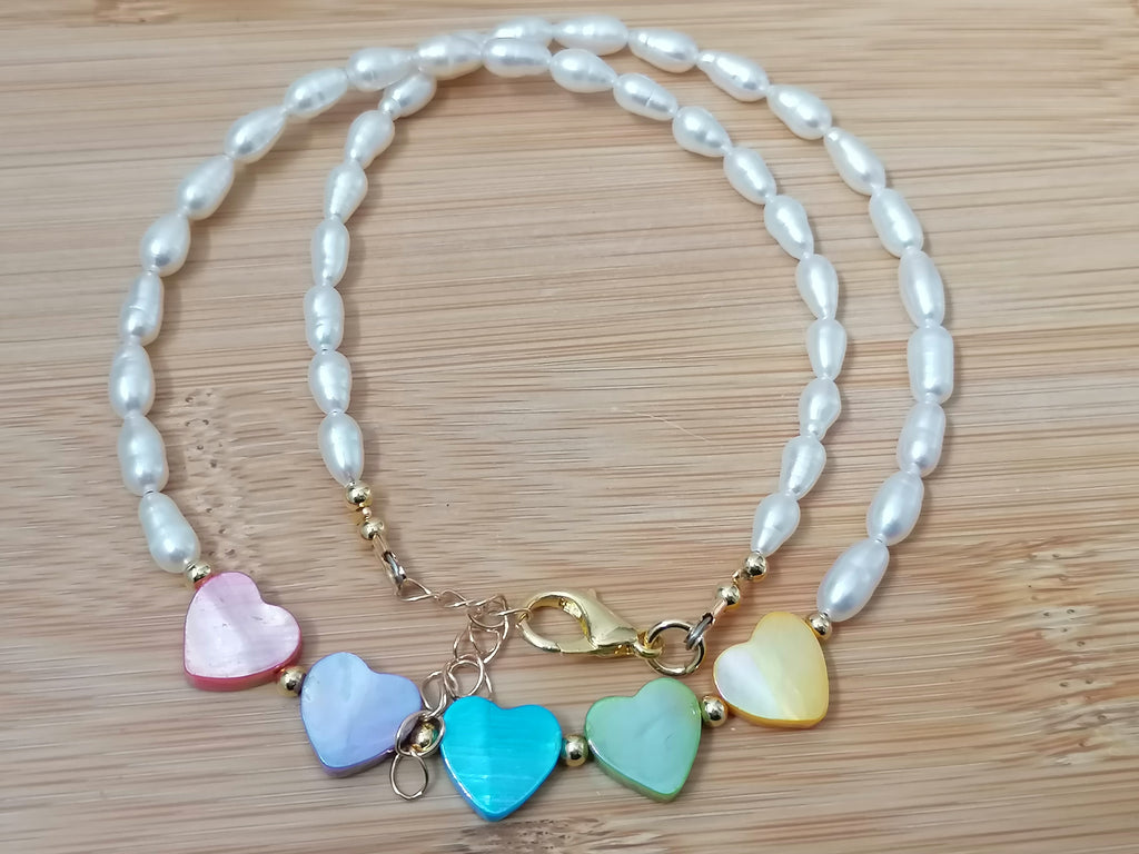 Cultured Freshwater Pearl & Mother of Pearl Heart Necklace
