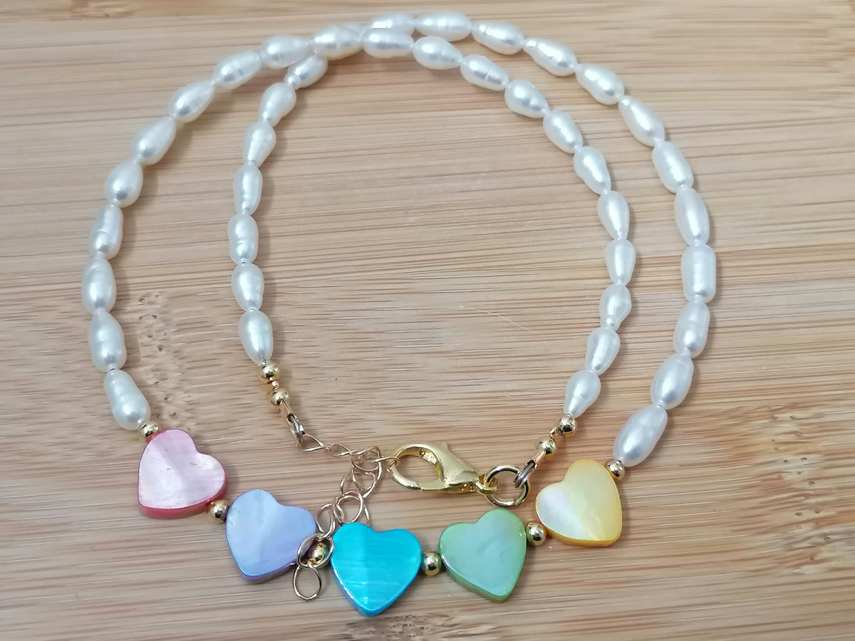 Cultured Freshwater Pearl & Mother of Pearl Heart Necklace