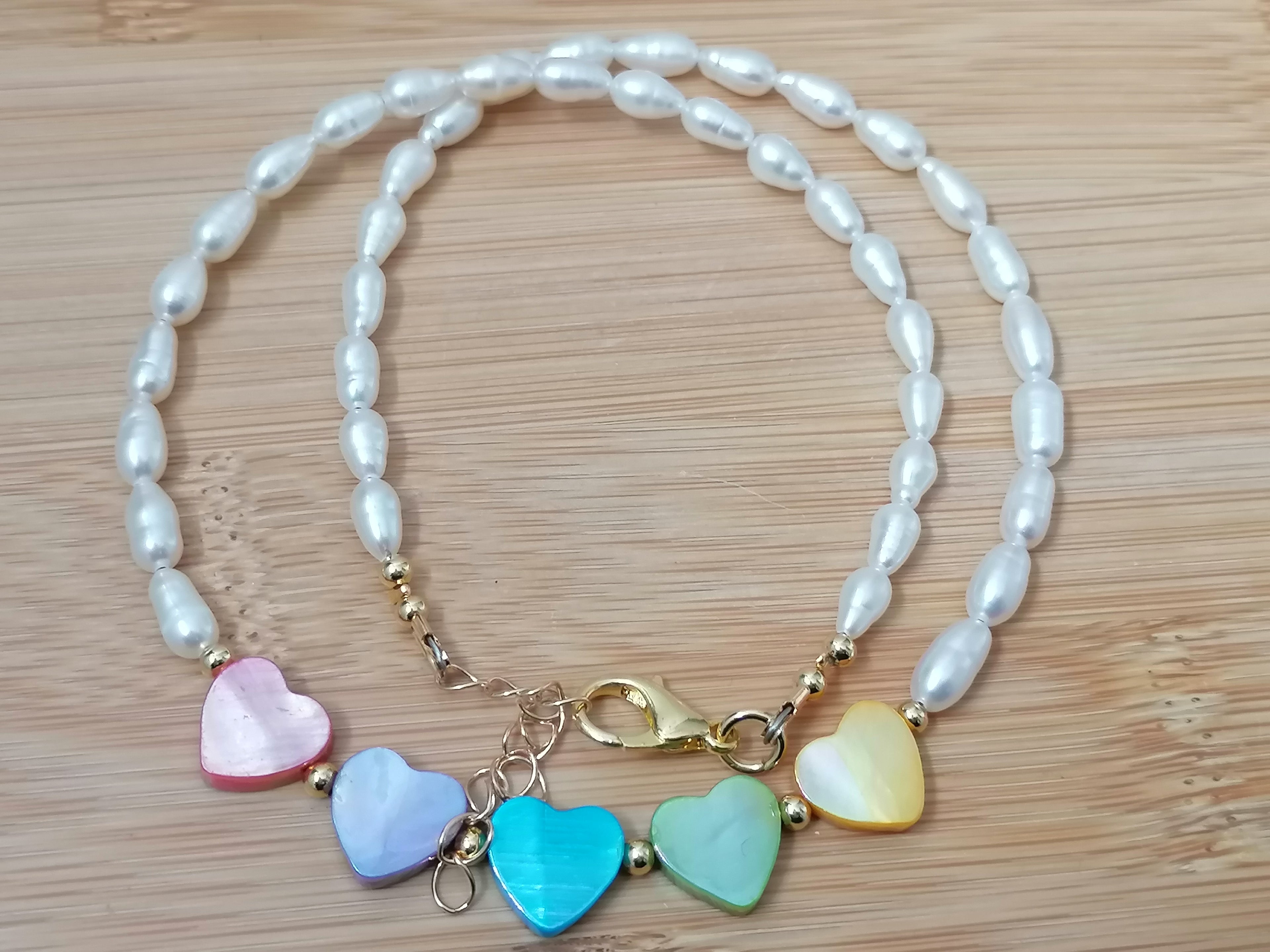 Cultured Freshwater Pearl & Mother of Pearl Heart Necklace