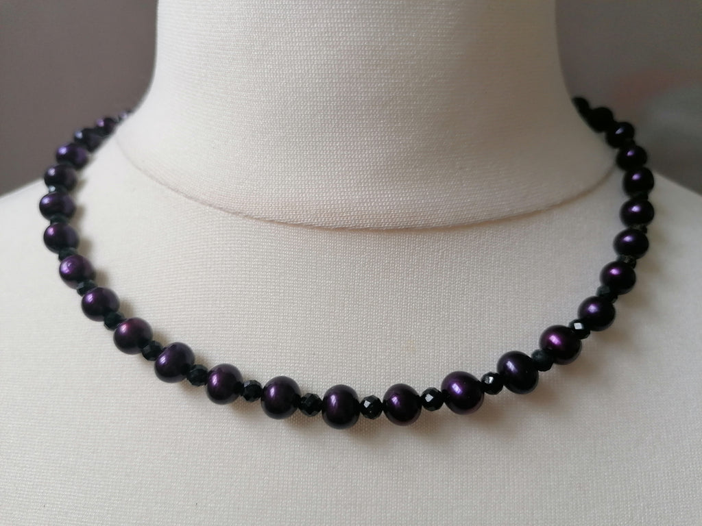 Cultured Freshwater Pearl & Black Tourmaline Necklace