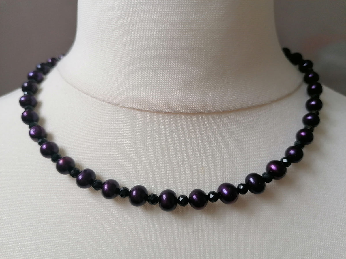 Cultured Freshwater Pearl & Black Tourmaline Necklace