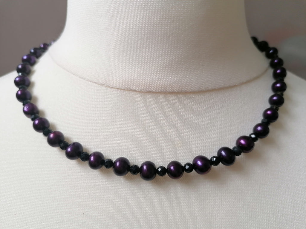 Cultured Freshwater Pearl & Black Tourmaline Necklace