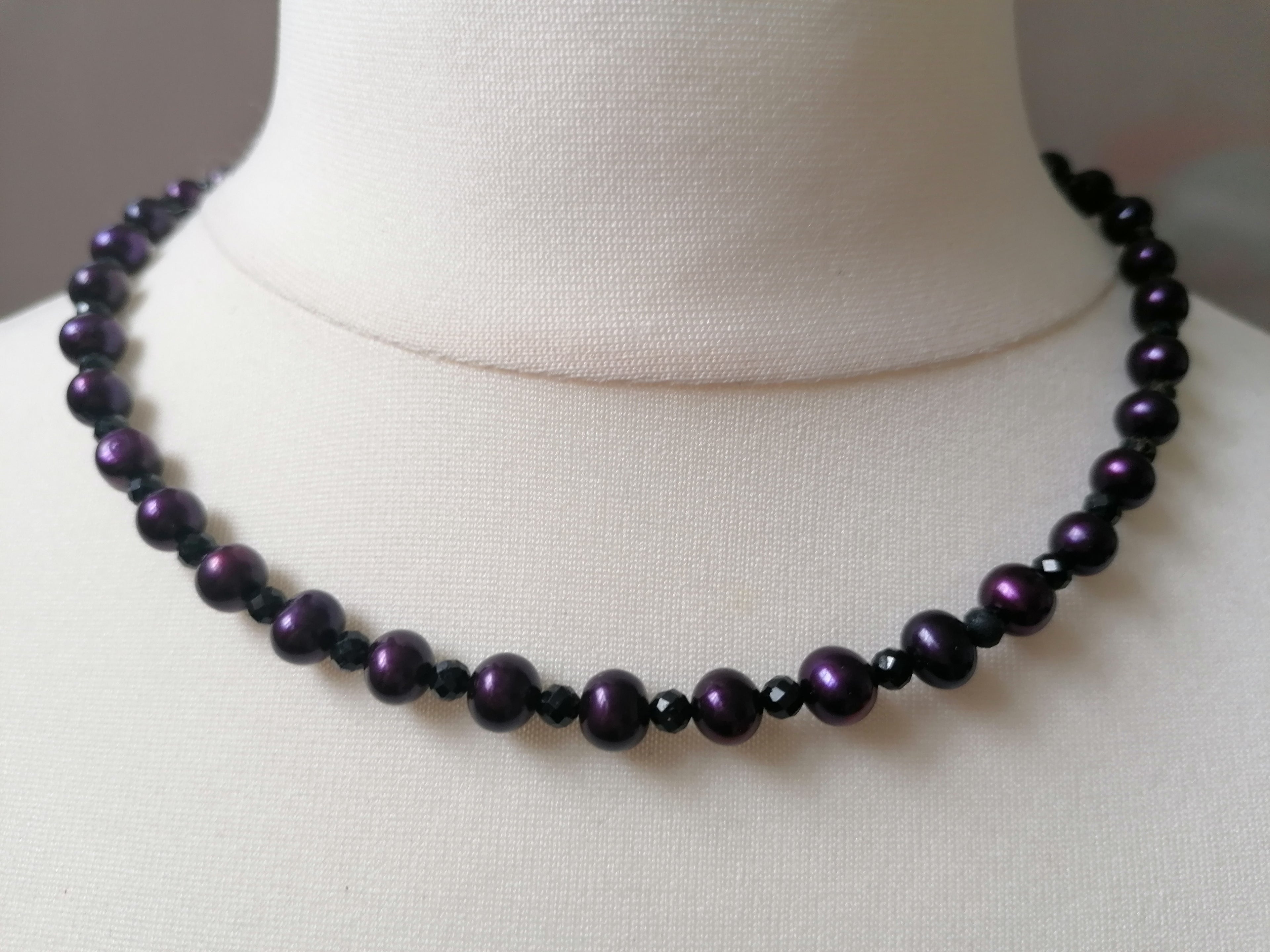 Cultured Freshwater Pearl & Black Tourmaline Necklace