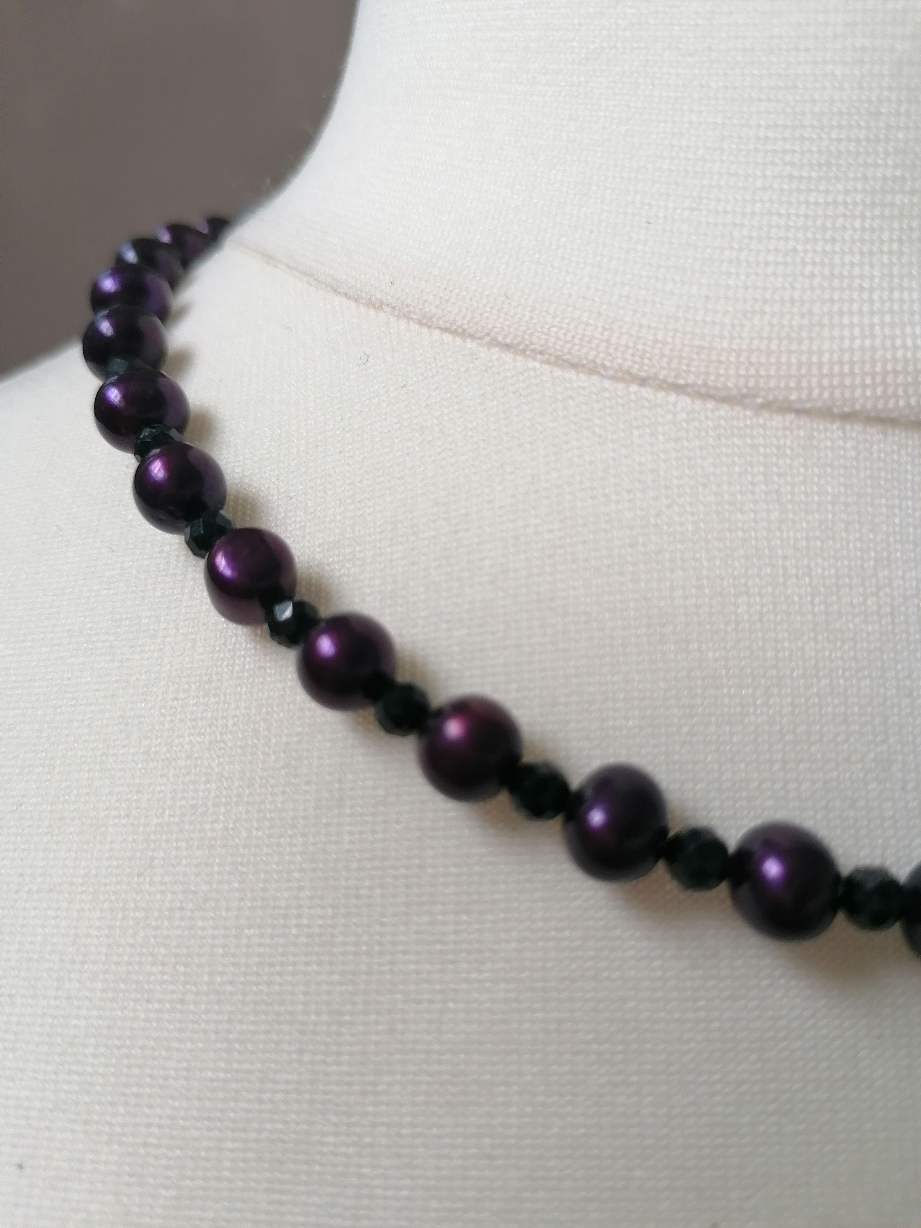 Cultured Freshwater Pearl & Black Tourmaline Necklace