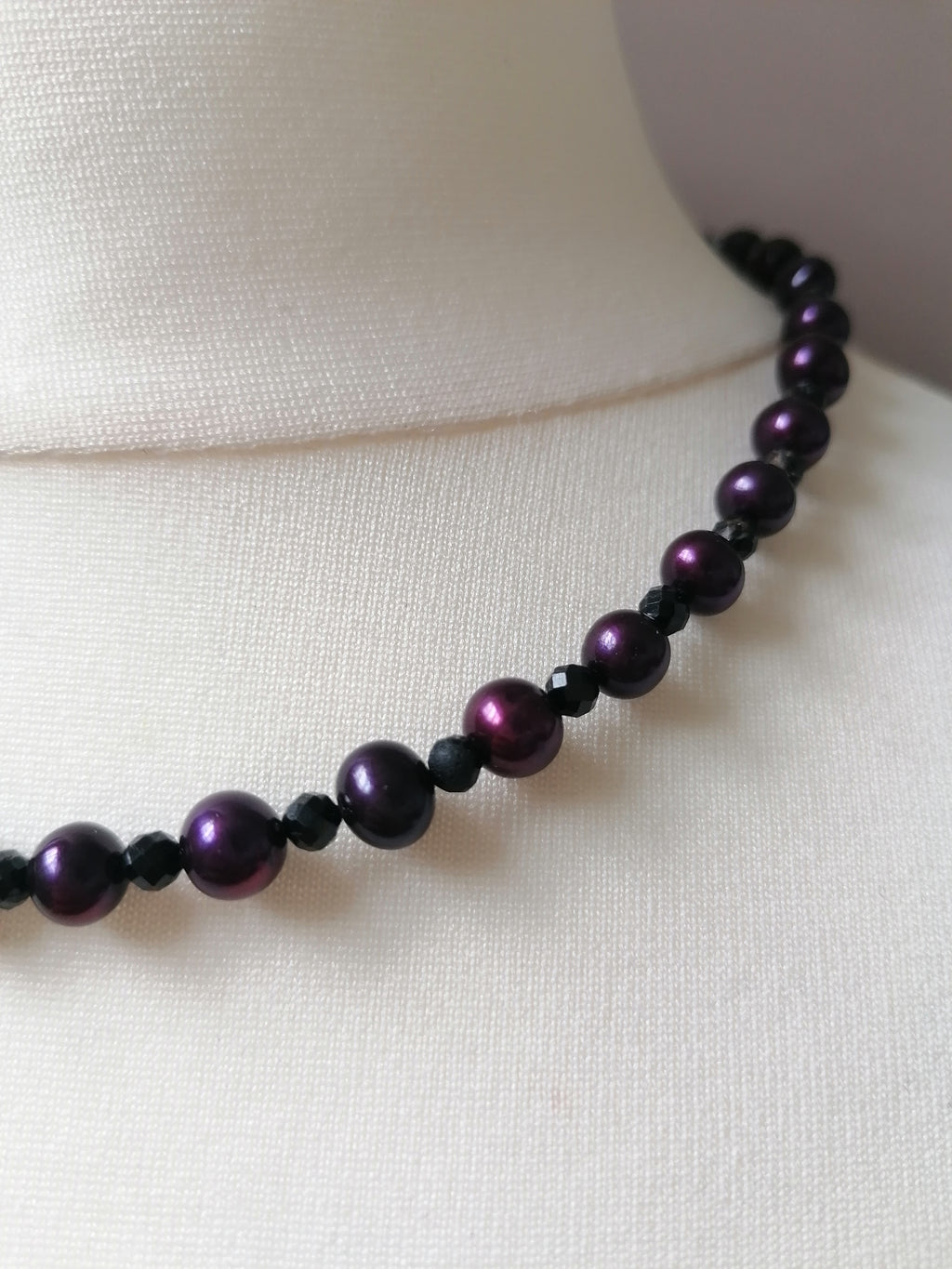 Cultured Freshwater Pearl & Black Tourmaline Necklace
