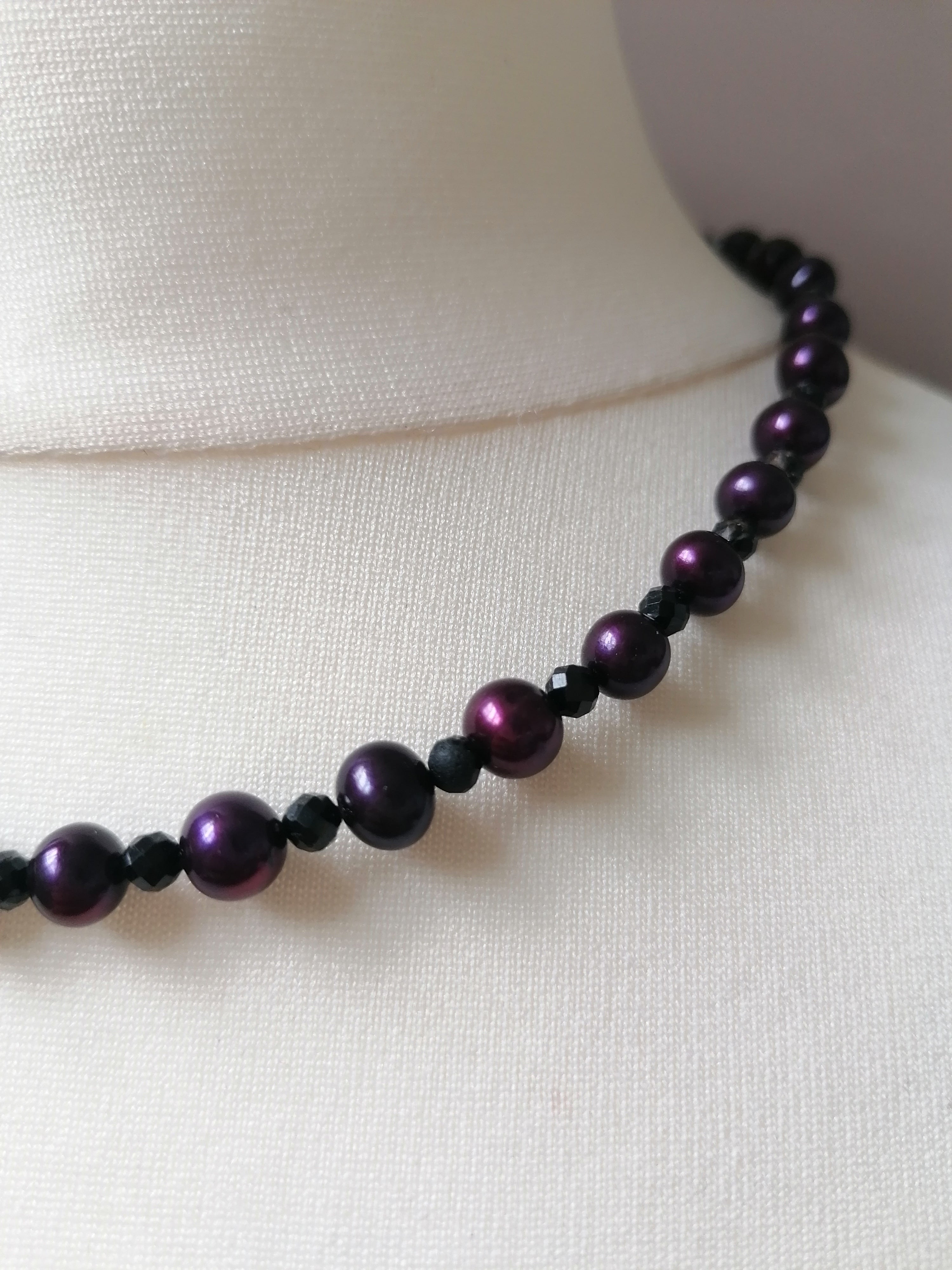 Cultured Freshwater Pearl & Black Tourmaline Necklace