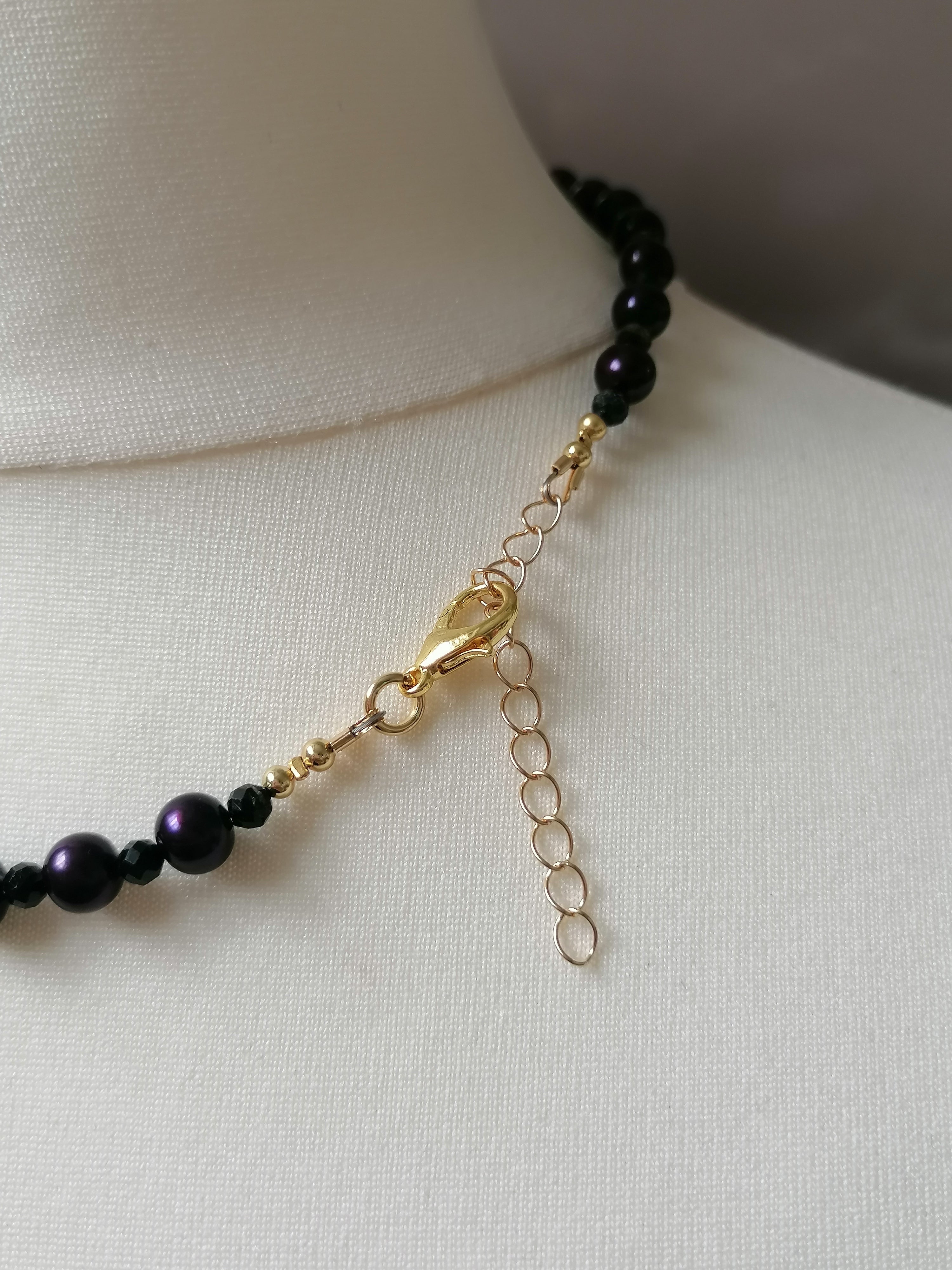 Cultured Freshwater Pearl & Black Tourmaline Necklace