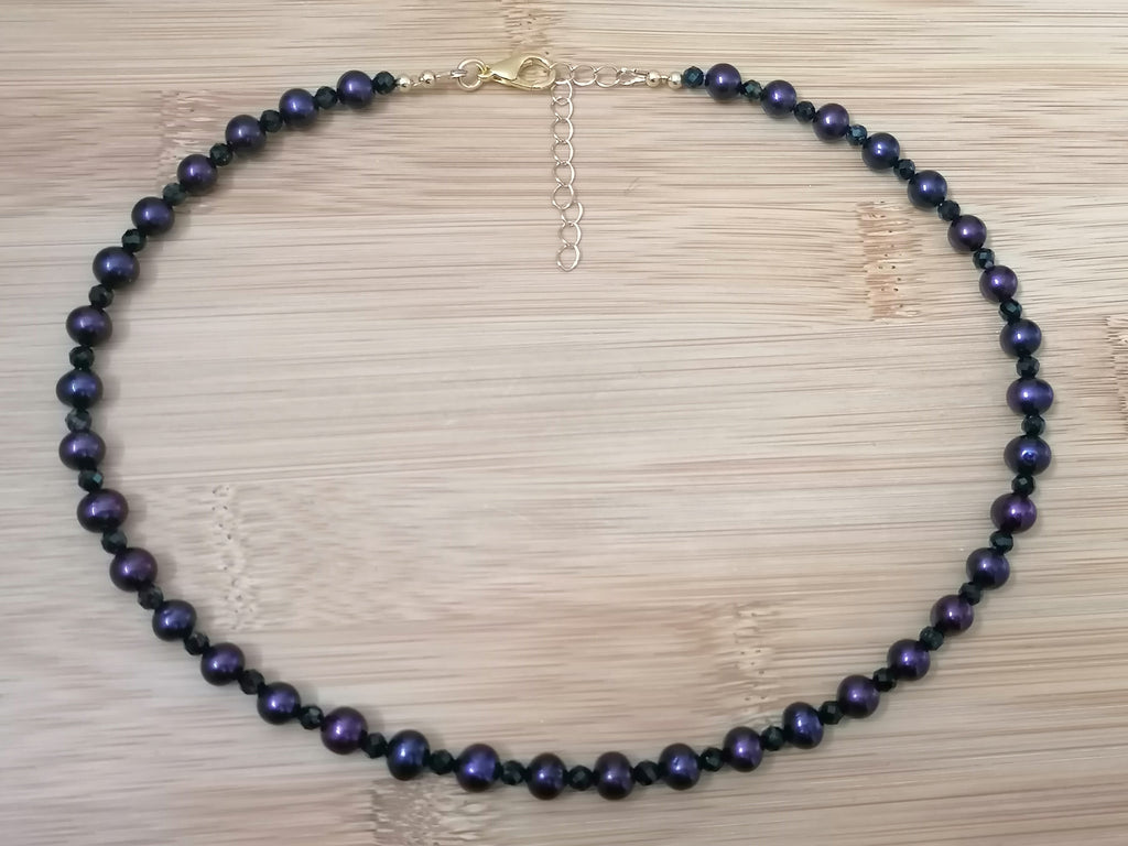 Cultured Freshwater Pearl & Black Tourmaline Necklace