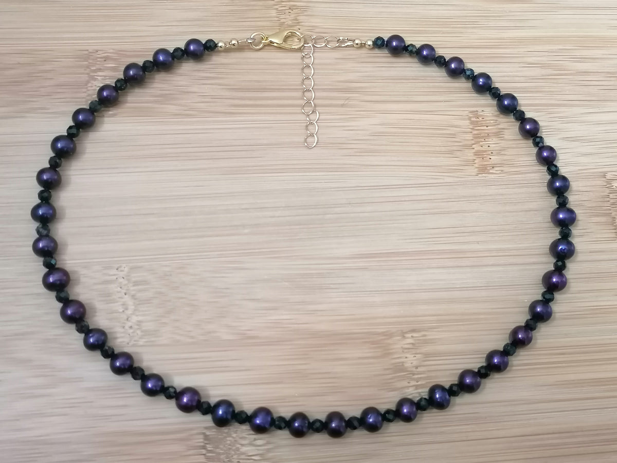 Cultured Freshwater Pearl & Black Tourmaline Necklace