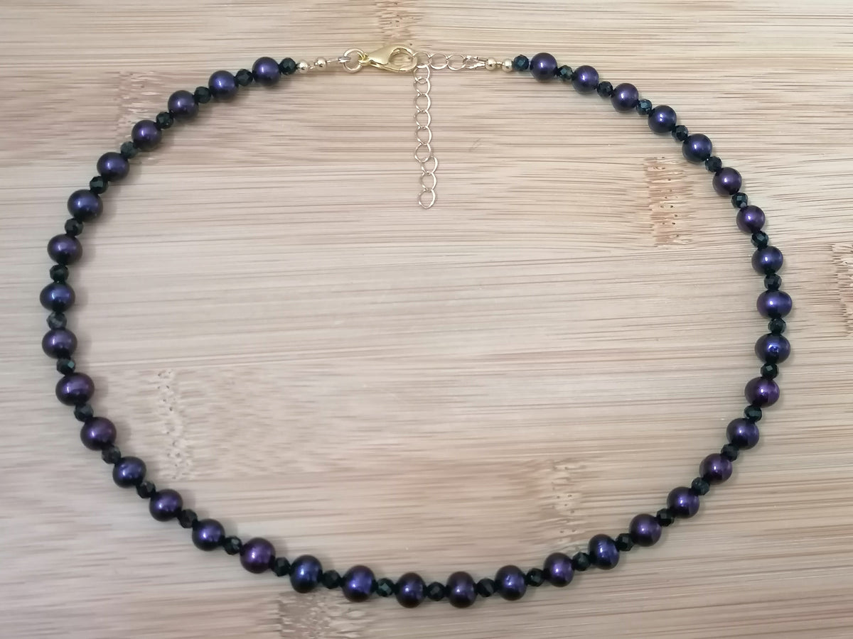 Cultured Freshwater Pearl & Black Tourmaline Necklace