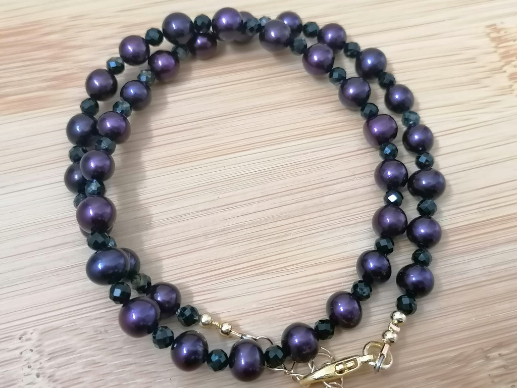 Cultured Freshwater Pearl & Black Tourmaline Necklace