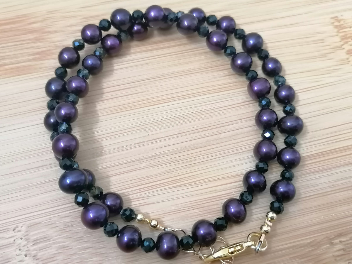 Cultured Freshwater Pearl & Black Tourmaline Necklace