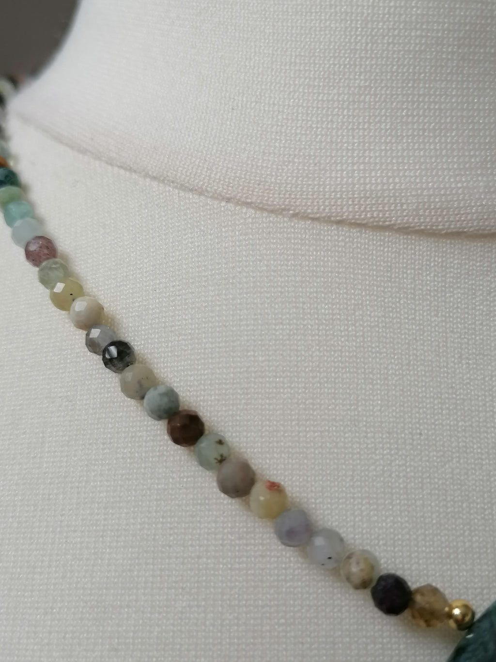 Semi-Precious Gemstone & Zambian Emerald Teardrop Necklace