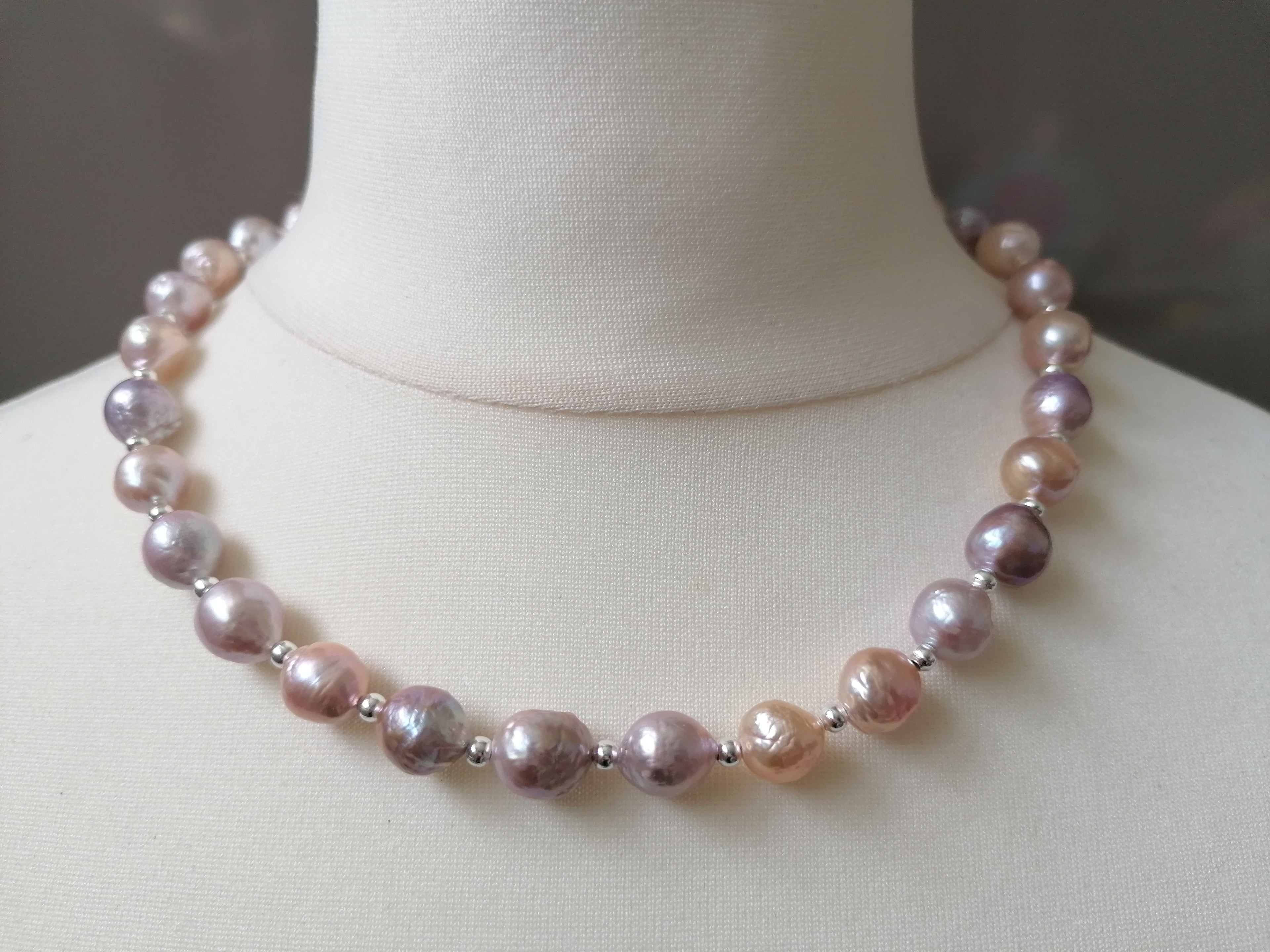 925 Sterling Silver Cultured Freshwater Baroque Pearl Necklace