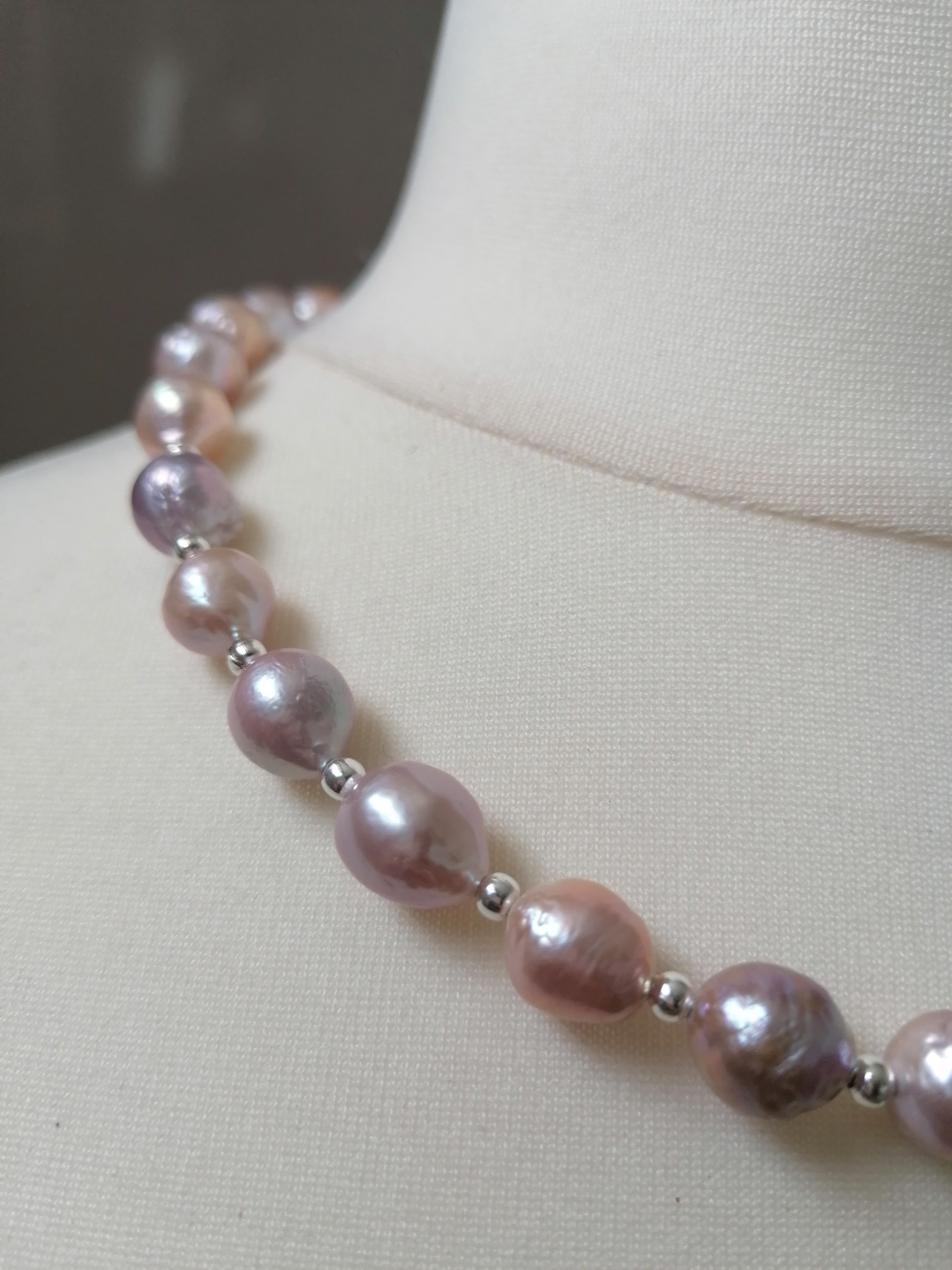 925 Sterling Silver Cultured Freshwater Baroque Pearl Necklace