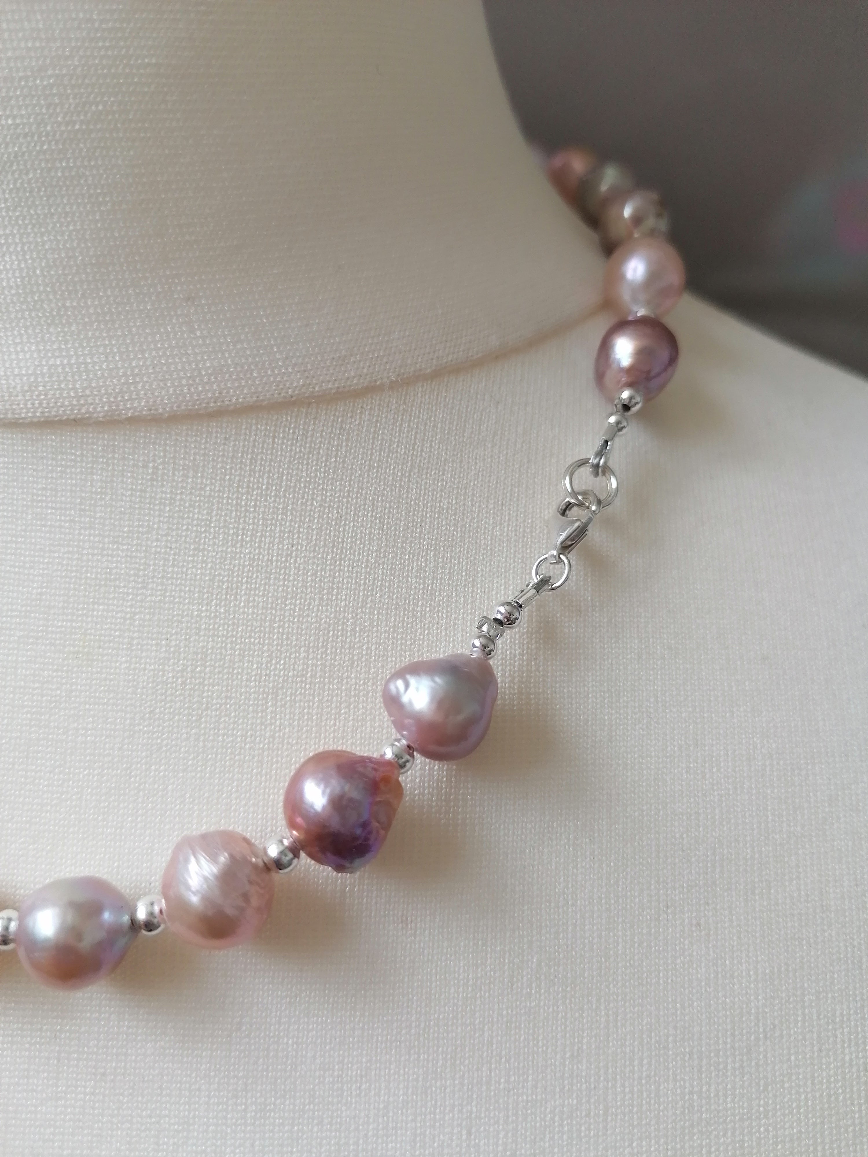 925 Sterling Silver Cultured Freshwater Baroque Pearl Necklace