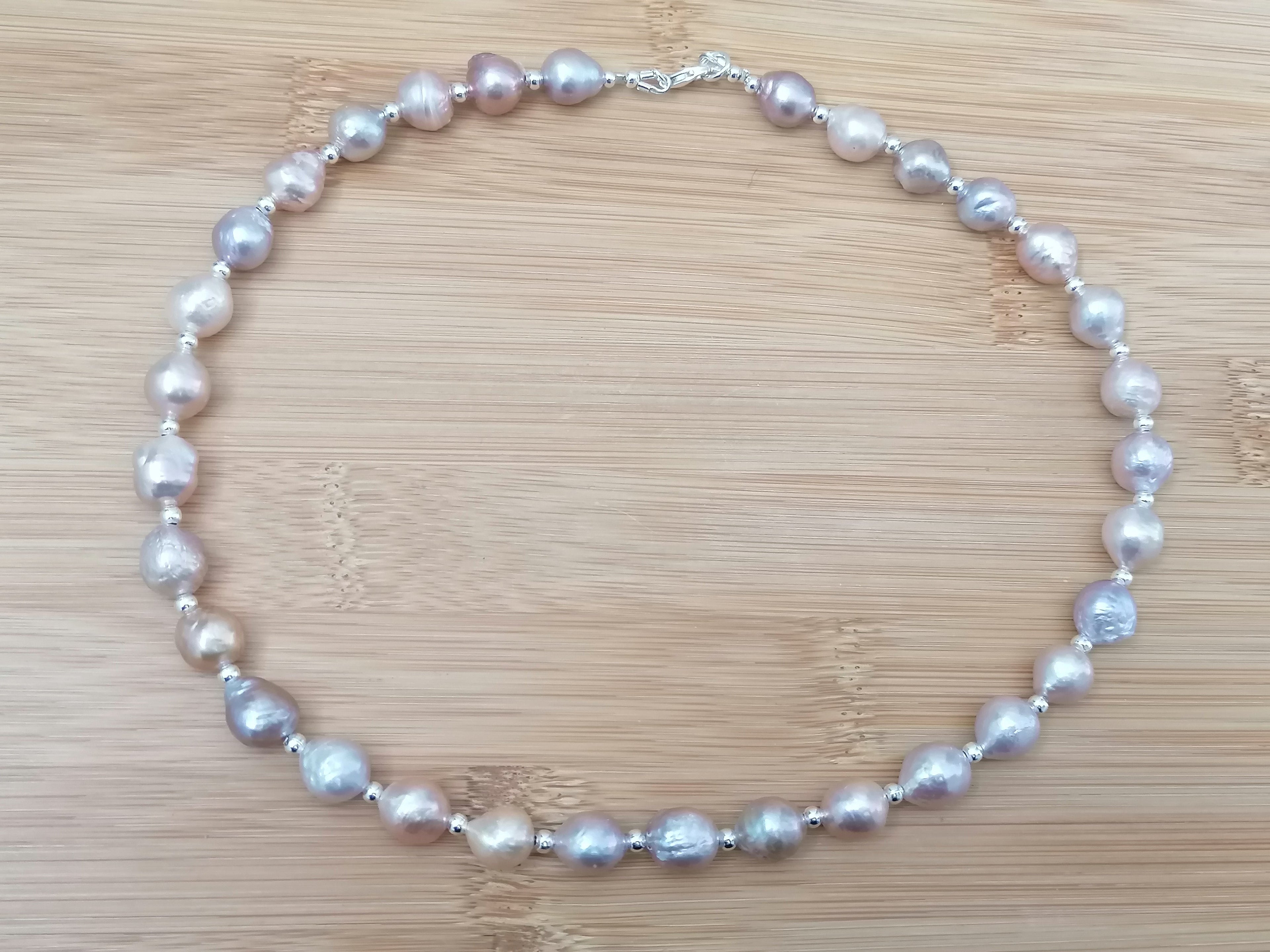 925 Sterling Silver Cultured Freshwater Baroque Pearl Necklace