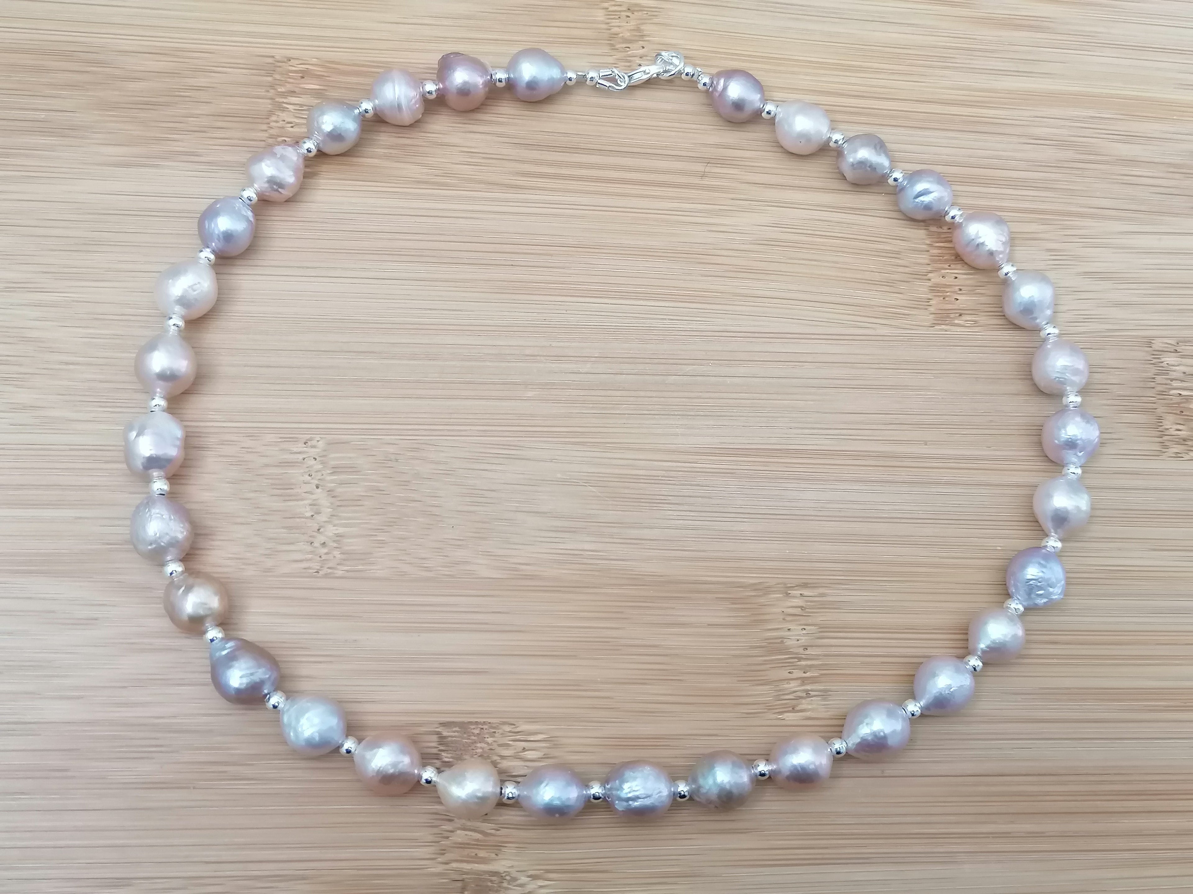 925 Sterling Silver Cultured Freshwater Baroque Pearl Necklace