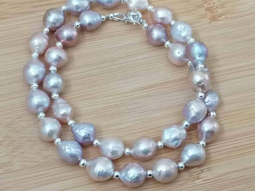 925 Sterling Silver Cultured Freshwater Baroque Pearl Necklace