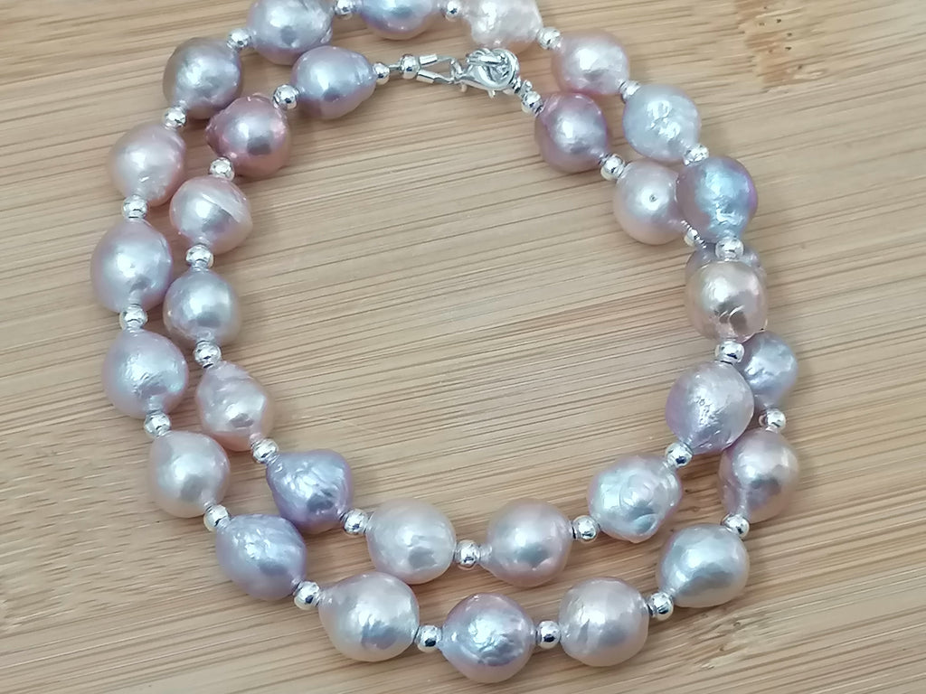 925 Sterling Silver Cultured Freshwater Baroque Pearl Necklace