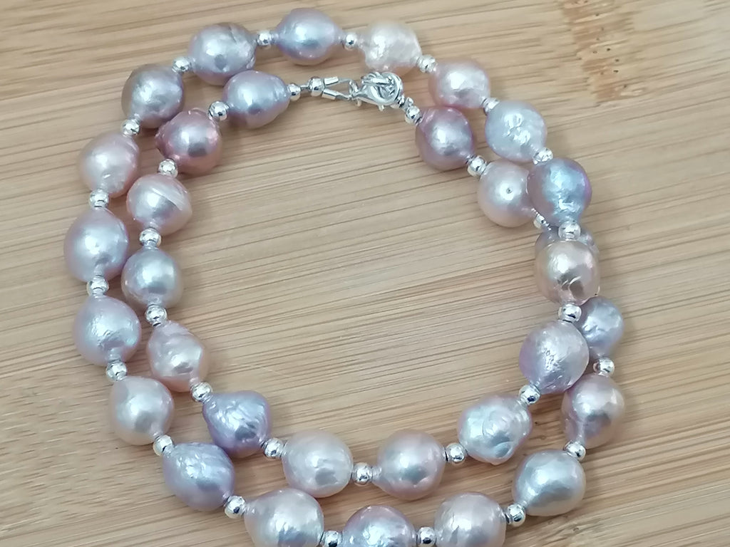 925 Sterling Silver Cultured Freshwater Baroque Pearl Necklace